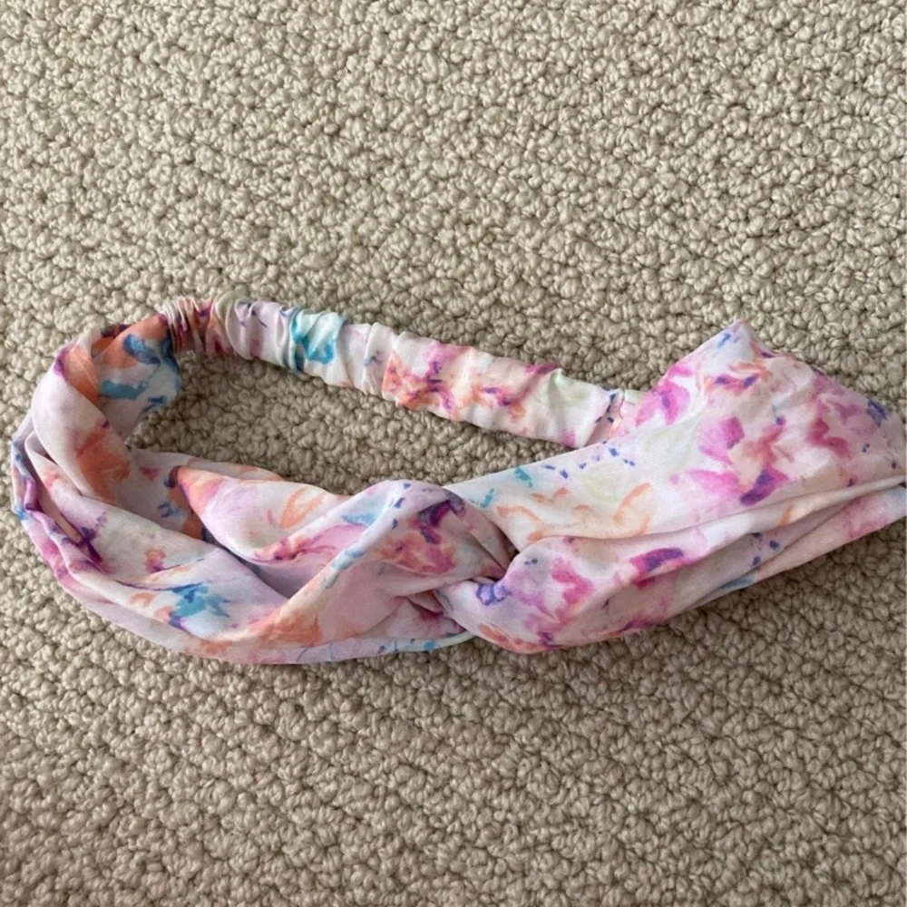 American Eagle Floral Hair Band Criss Cross Elastic Tie Dye Accessory NWOT